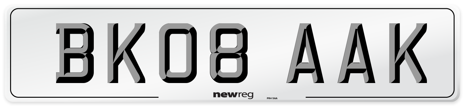 BK08 AAK Number Plate from New Reg